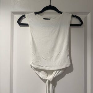 White Sleeveless Tie-Front Top